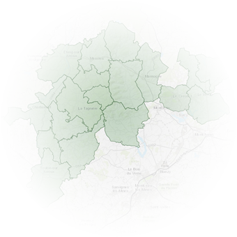 Carte des communes de la vallée du Mesvrin